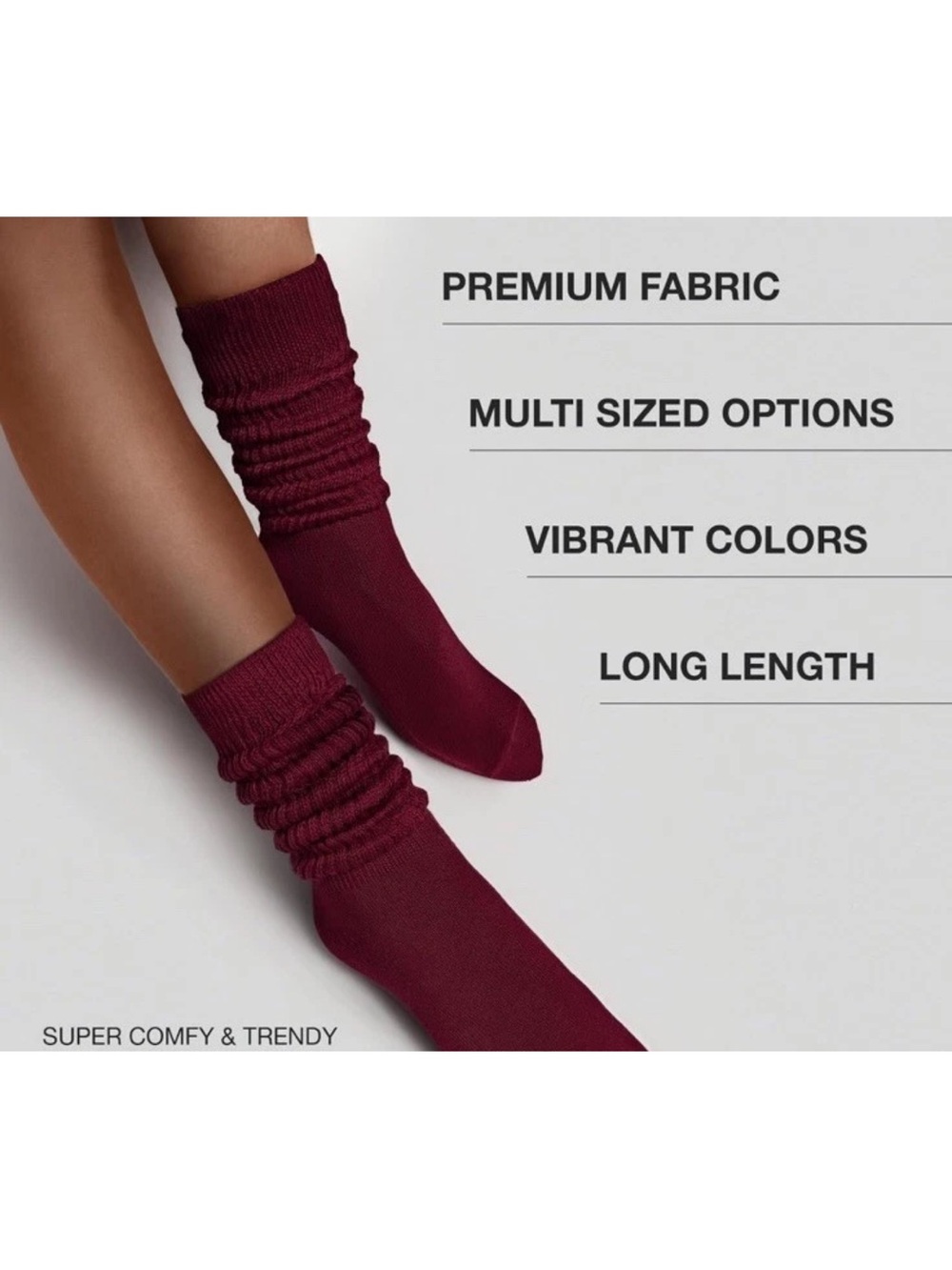 Size 9 -11 ❤️ Slouch Burgundy Socks Women’s Fashion Long